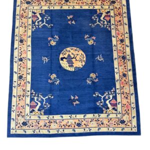 Bakhtiar palace carpet blue and cream floral design