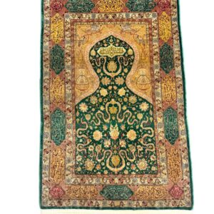 Hereke silk carpet traditional fine design
