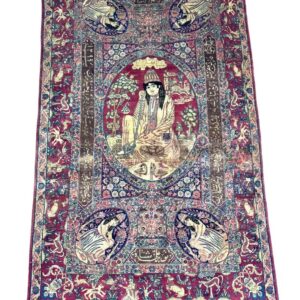 Kirman antique rug vintage traditional design