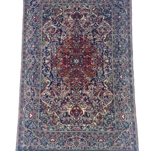 Kashan antique rug dark red traditional design