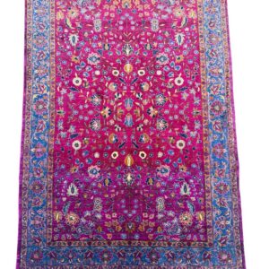 Kashan silk carpet pink floral design