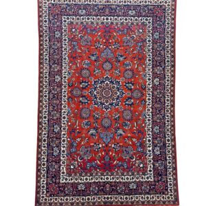 Isfahan Persian carpet red traditional pattern
