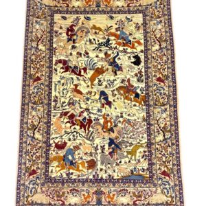 Isfahan Persian carpet beige pictorial design