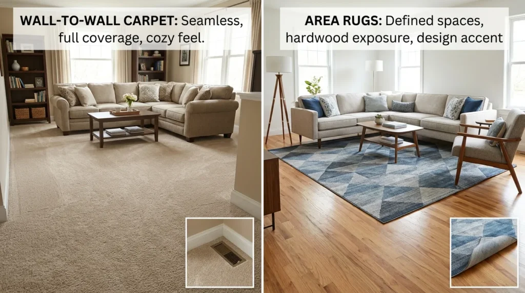 Wall-to-Wall Carpets vs Area Rugs